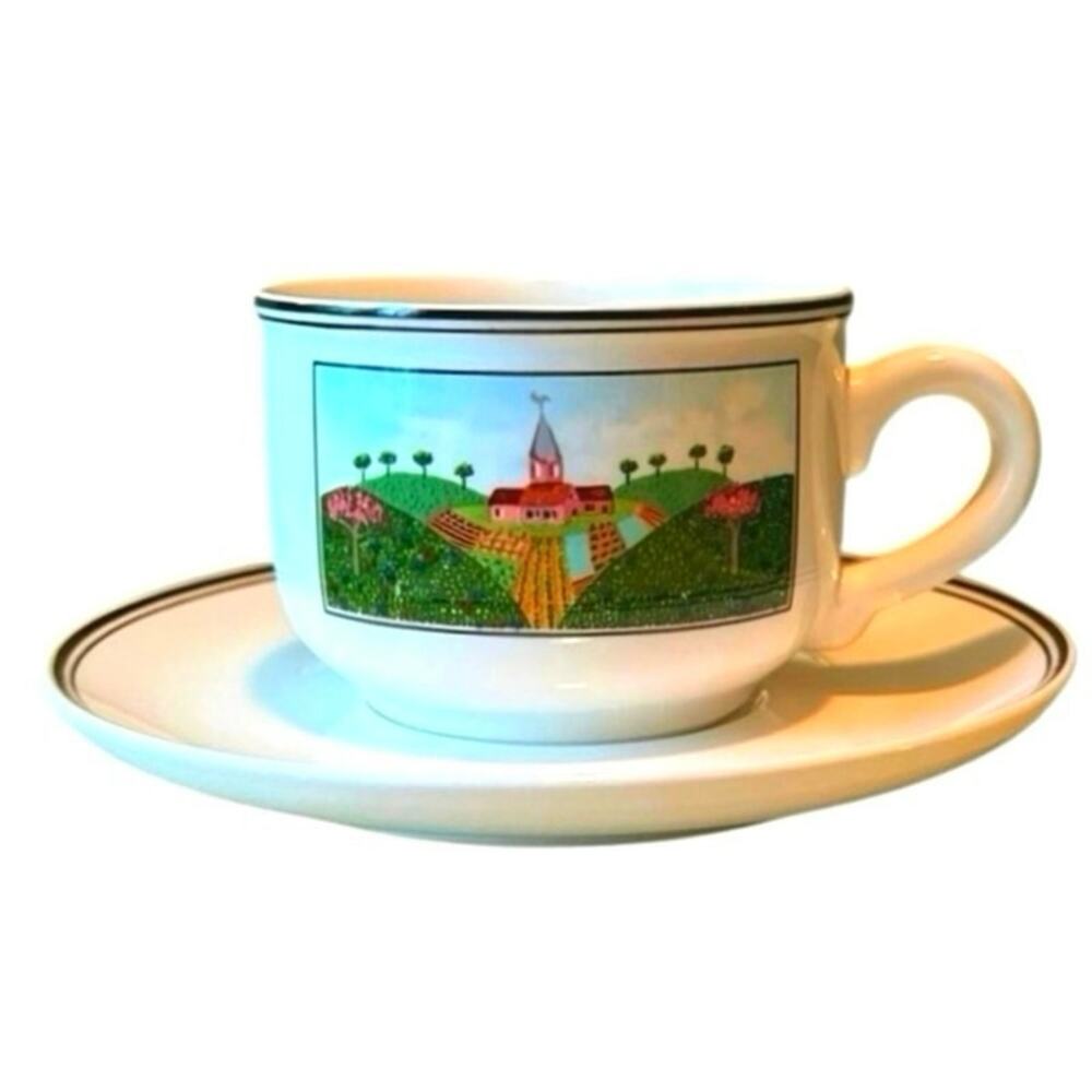 Villeroy & Boch Design Naïf Cup & Saucer • Duck & Village Scene